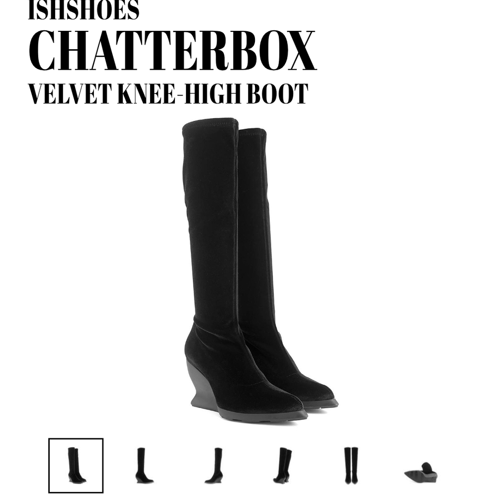 John Fluevog Black Velvet Over the Knee Boots